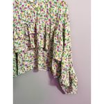 ee:some  Abstract Floral Ruffle Long Sleeve Button Front Blouse Women Photo 1