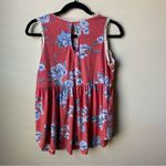 1.4.3. Story by Line Up  CORAL AND BLUE SLEEVELESS FLORAL TOP WITH CROCHET TRIM Sz M Photo 4