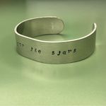 Handstamped Reach for the Stars Silver Tone Cuff Bracelet Photo 2
