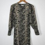 Topshop Crinkle Snake Print Mini Dress Size 6 Long Sleeves Puff Shoulder Bodycon Photo 0