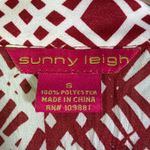 Sunny Leigh  Women Red White Geometric Print Button Down Long Sleeve Shirt Top S Photo 4