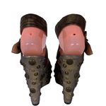 GUILLAUME HINFRAY GOLD AN BLUE LEATHER STUDDED DISTRESSED WEDGE HEELS (36) Size 5 Photo 5