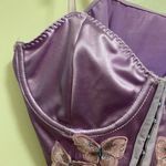 SheIn Lavender Purple Satin Corset Tank Top M Medium Butterfly Accents Butterflies Photo 3
