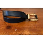Cipriani Belt Glazed Cowhide On PVC Lining Black Gold Tone Buckle Size Large Photo 4