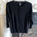 Audrey & Grace Black Cardigan Lightweight Dressy Sweater Petite Medium Solid Photo 5