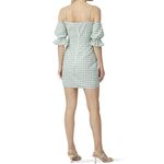 leRumi Mia Green Gingham Print Short Puff Sleeve Bow Front Mini Dress Size L Size L Photo 1