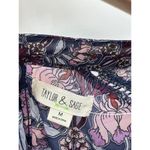 Taylor & Sage Purple Floral Long Sleeve Blouse Cut Out Front Tie Detail Women M Photo 4