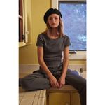 Playboy by PacSun Womens Tee Sz XS Gray Classic Ribbed Shirt Cropped Top Photo 3