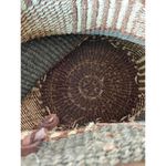 Handmade Rare Sisal Woven Striped Tote Bag with Leather Flap Double Handles Photo 5