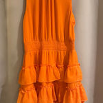 1. State  Bold Orange Ruffle Dress Photo 0