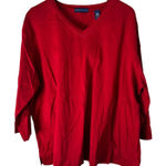 Karen Scott II V-Neck 3/4 Sleeve Knit Top Comfy Casual Red 2X Photo 0