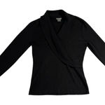 Ann Taylor  Black Shawl Collar Wrap Sweater Top Long Sleeve Cotton‎ Women’s Sz Sm Photo 0