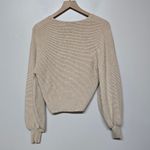 Finders Keepers Serafina Knit Sweater Beige Ribbed Pullover V-Neck Sz 02 XS Photo 4