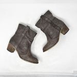 Sundance [] Shay Brown Leather Slouchy Western Pull On Ankle Boots Size 40 US 9 Photo 2