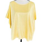 Alfani Elements Medium Top Stretch Draped Sleeves Scoop Neck Raffia Yellow Shiny Photo 0