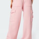 Edikted NWT  Baby Pink Wide Leg Cargo Sweatpants (S) Photo 5