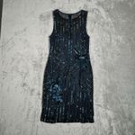 Parker Dress Womens 4 Black Blue Beaded Sequins Formal Party Black Tie Glamorous Photo 2