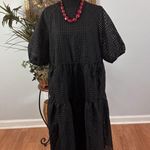 H & M Women Dress Oversized Black Boxy Loose Tiers Pleated Short Sleeve Lined Size M Photo 6