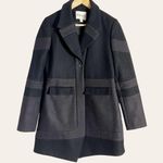 Reiss Laurent Women’s Wool Cashmere Black Gray Colorblock Pea Coat Size Small Photo 0