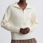Varley  Janie Ribbed Long Sleeve Half Zip Sweater Pullover Cream Ivory Small Photo 1