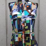 Etcetera multicolor sleeveless cotton button down women’s blouse Size 0 Photo 3