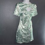 Cider  Satin Vintage Style Mini Green & White Short Sleeve Dress Womens Medium Photo 3