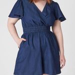 Lane Bryant  Chambray Flutter-Sleeve Smocked-Waist Romper Photo 1