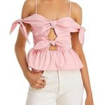Bloomingdale's Fore Women's Pink Off Shoulder Peplum Top Bow Accent size Large Photo 0