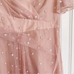 Adrianna Papell  • Metallic Clip Dot Gown blush pink flutter sleeve surplice Photo 5