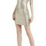 Alice + Olivia Delora Mini Bodycon Dress STRETCHY Metallic Gold Size 0 NWT $330 Photo 2