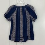 Lucky Brand New  Small Blue, White Print Short Sleeve Peasant Blouse Top Photo 4