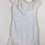 Majorelle  White Lace One Shoulder Asymmetric Ruffle Bridal Midi Dress Small Photo 8