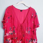 Torrid  Red Floral Gauze Lace Up Skater Mini Dress Photo 3