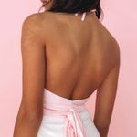 Beginning Boutique  Niomi Wrap Tie Crop Top in Baby Pink Photo 8
