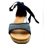 UGG  Australia Amell Open Toe Canvas Lace Up Jute Wedge, Dark Gray/Black, Size 8 Photo 1