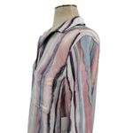 Bella Dahl Button Down Shirt Coastal Stripe Cream Pink Blue Size Medium Photo 6