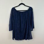 Tobi Off the Shoulder Navy Lace Tunic Mini Dress Size XS Photo 0