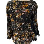 Meadow Rue Black Multicolor Floral 100% Silk Cardigan Women Size Small | 55 Photo 1