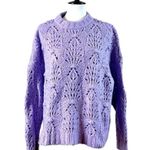 Aerie  Sweater Chunky Knit Pointelle Crochet Oversized Purple Women’s Size Small Photo 1