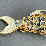 Chinese 2" Cloisonne Black Enamel Gold Fill Articulated Koi Fish Pendant Charm Photo 1