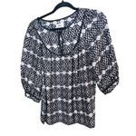 Milly Silk Keyhole Blouse Abstract Black White Size 6 Photo 1