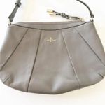 Cole Haan Taupe Gray Leather Crossbody Pleated Detail Purse Classic Neutral Bag Photo 8
