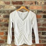 Athleta White Daydream V Neck Long Sleeve Shirt Top, M Photo 1
