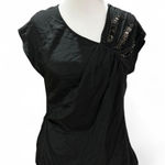 Yoana Baraschi Silk Beaded Asymmetrical Black Blouse Photo 0