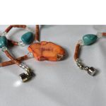 Source Unknown Vintage Tribal Turquoise Orange Stone Beaded 20" Magnet Latch Western Necklace Photo 2