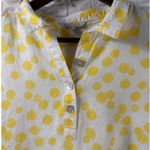 John Mark  100% Linen Yellow Polka Dot Button-Back Blouse PM Petite Medium Photo 1