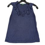 Lauren Ralph Lauren Petite Ruffle Silk Tank Top Navy P/L Blue Size undefined Photo 1