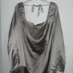 Wild Fable NEW XL Women's Bell Sleeve mini Silver Satin Dress Photo 13
