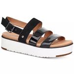 UGG  Women's Braelynn Black Patent Leather Suede Sandals Photo 12