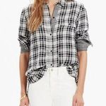 Madewell Ex-Boyfriend Shirt in Kemp Plaid Buttondown Top Black White Size XS GUC Photo 0